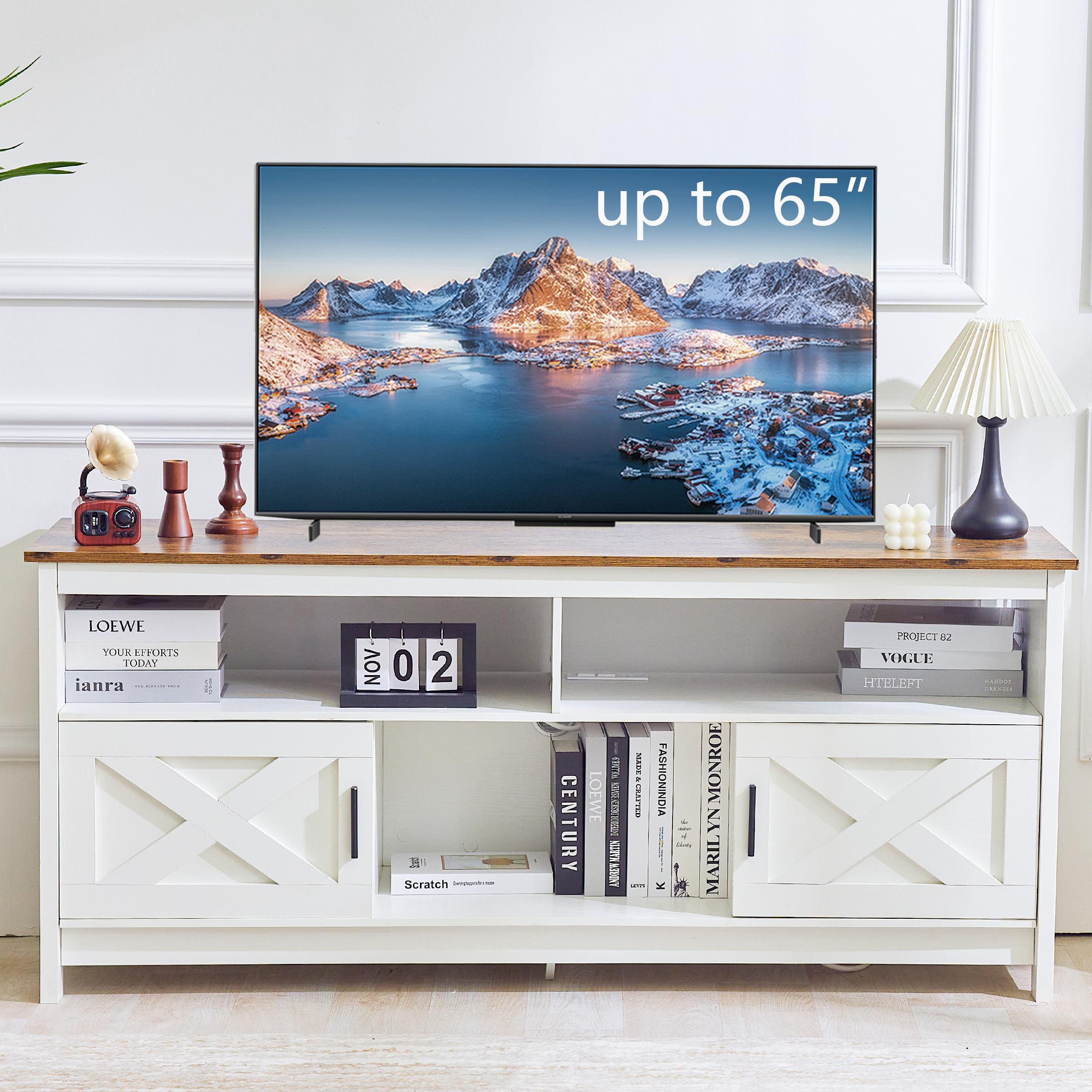 NY SOHOで購入！ テレビボード シェルフ Amazon.com: GYIIYUO TV Stand with Fabric Drawers for 65 70